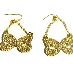 CZ 14k dipped Butterfly dangle Earring